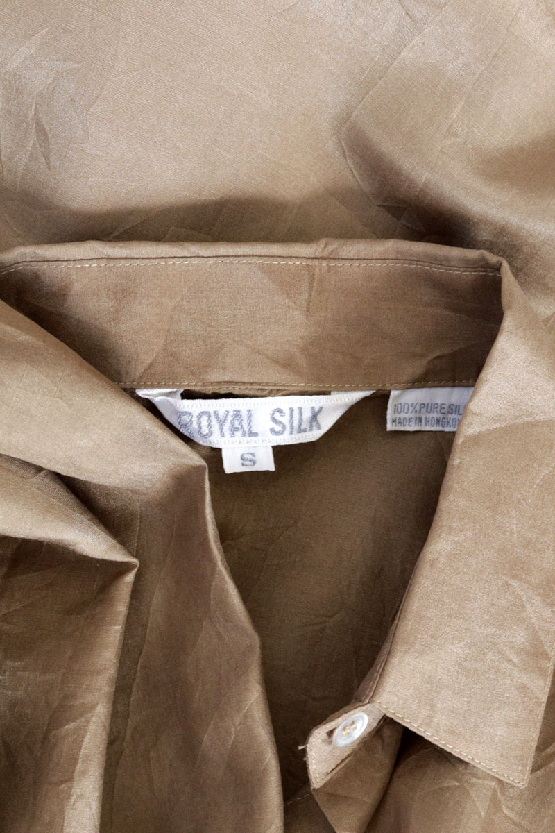 Tan Silk Shirtdress XS/S
