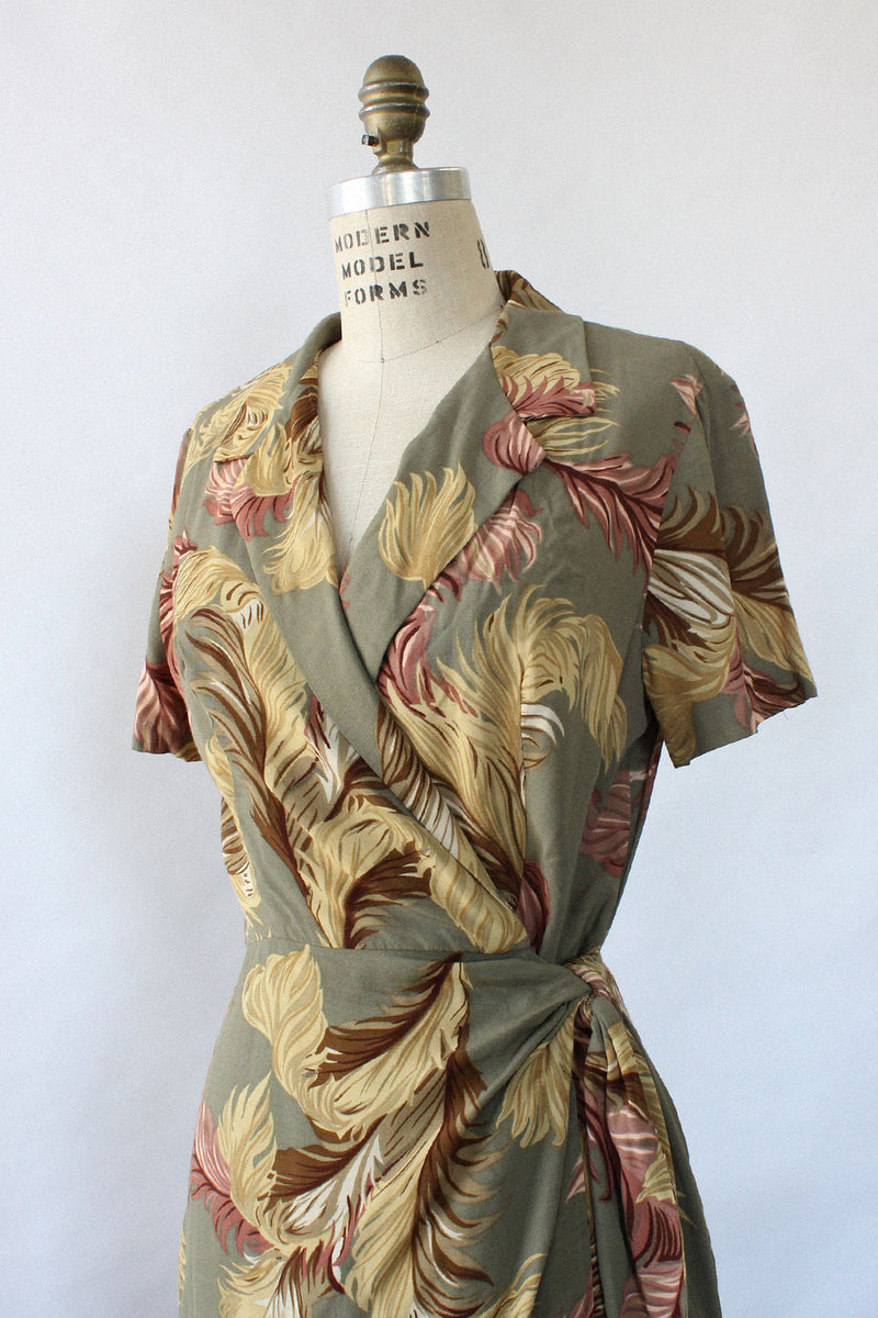 Sage Feather Wrap Dress S/M – OMNIA