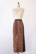 Silk Paisley Straight Skirt L