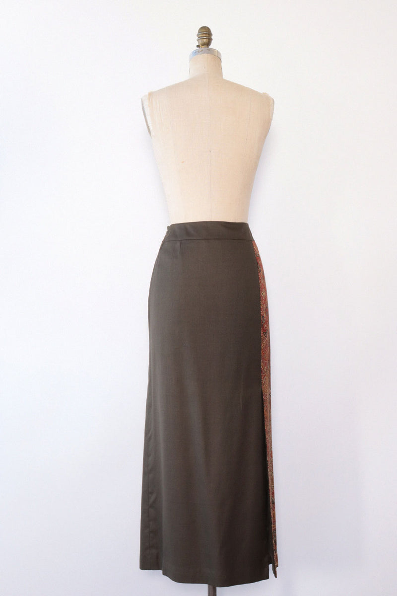 Silk Paisley Straight Skirt L