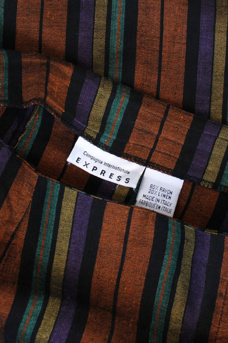 October Stripe Fitted Wrap Skirt M