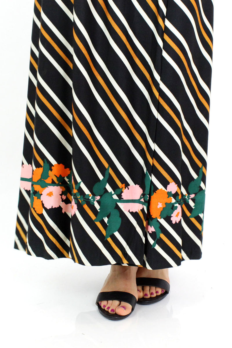 ~ marked down ~ B. Altman Stripe Floral Maxi Skirt