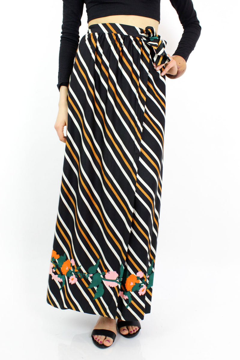 ~ marked down ~ B. Altman Stripe Floral Maxi Skirt
