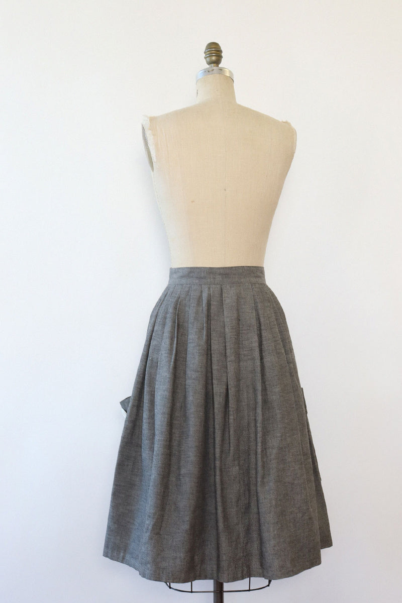 Chambray Apron Pocket Skirt S