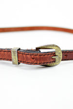 Rust Leather Skinny Belt S/M
