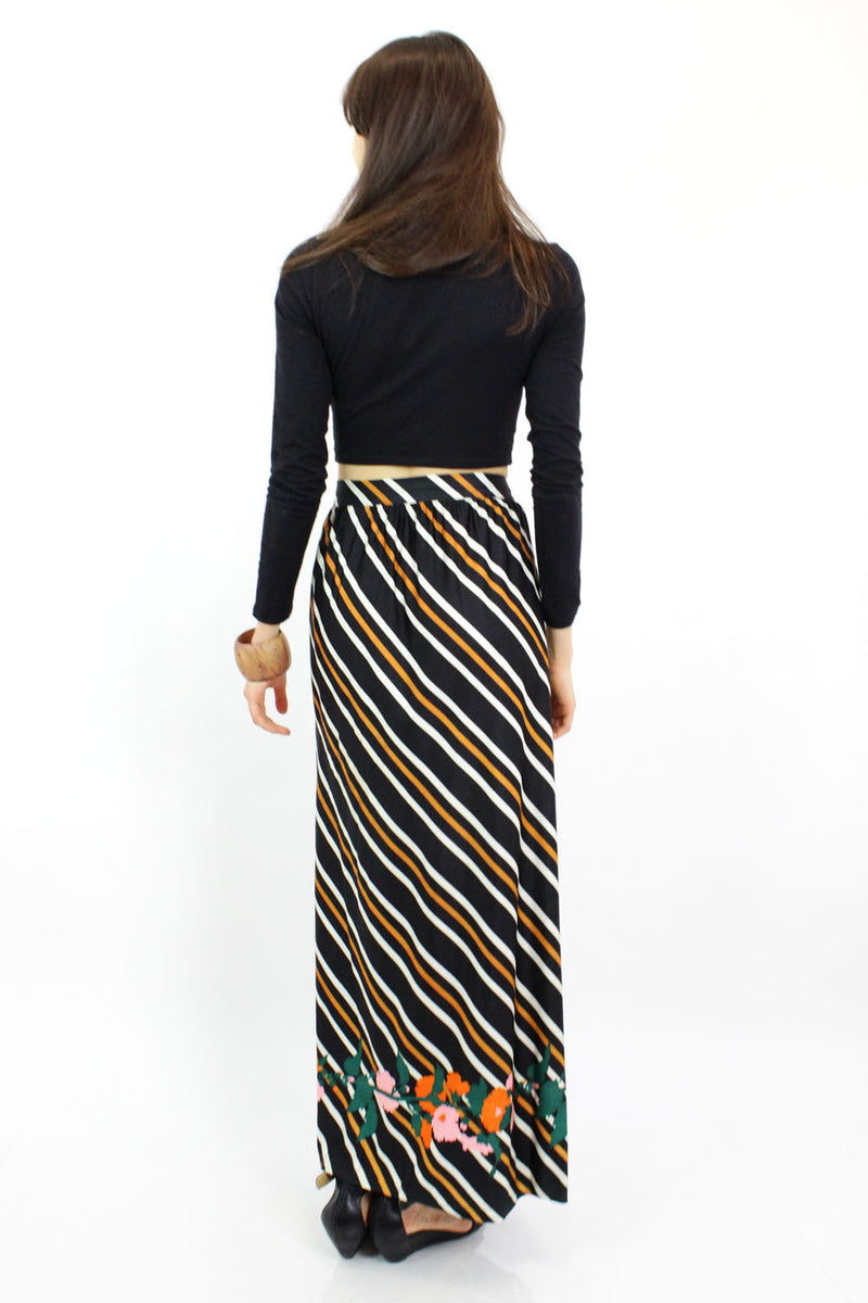 ~ marked down ~ B. Altman Stripe Floral Maxi Skirt