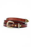 Rust Leather Skinny Belt S/M