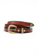 Rust Leather Skinny Belt S/M