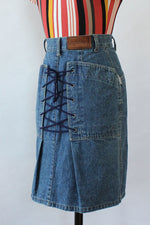 Byblos Lace-up Denim Skirt S