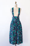 Teal Rose Suspender Skirt M