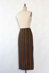 October Stripe Fitted Wrap Skirt M