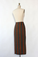 October Stripe Fitted Wrap Skirt M
