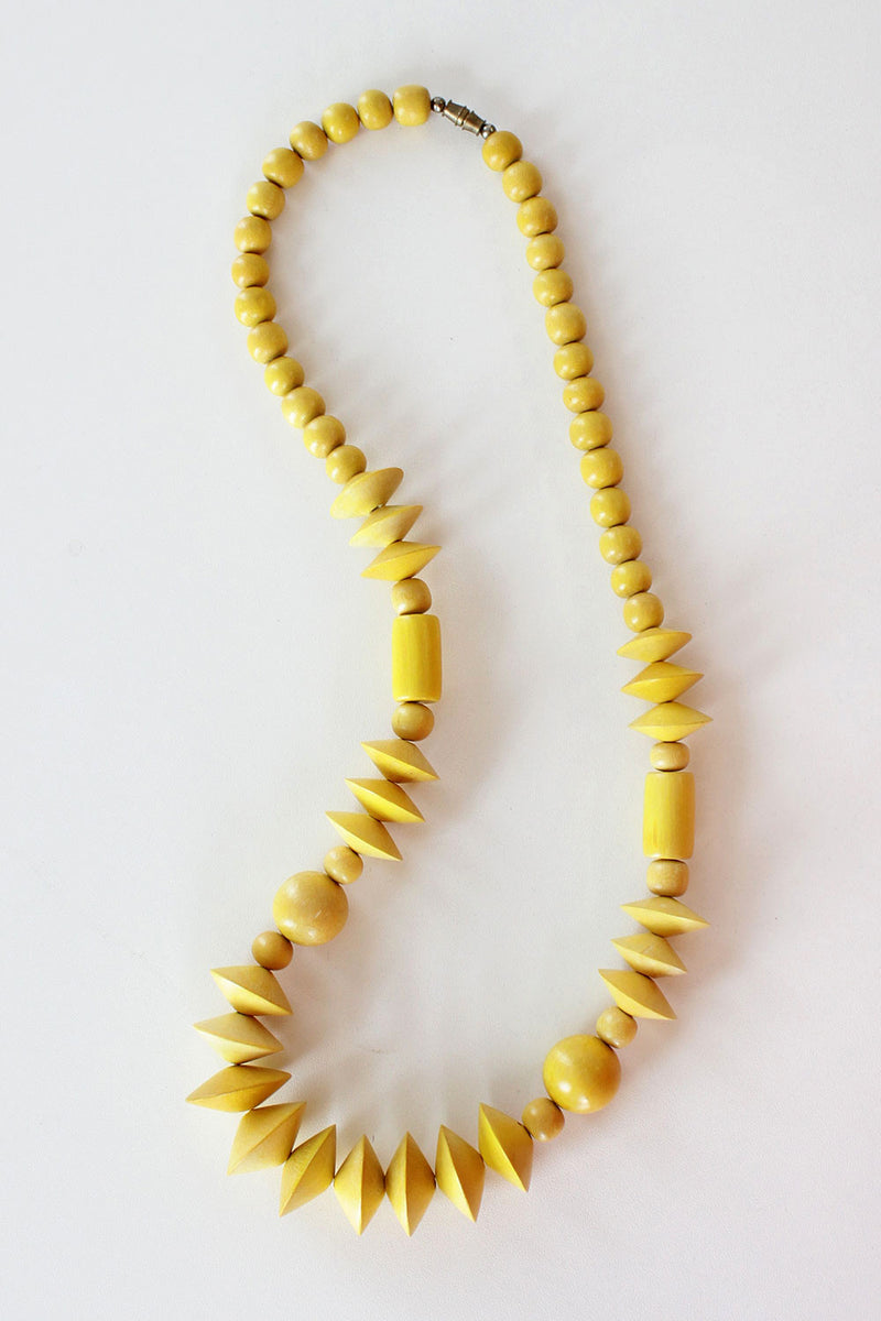 Daffodil Wood Bead Necklace