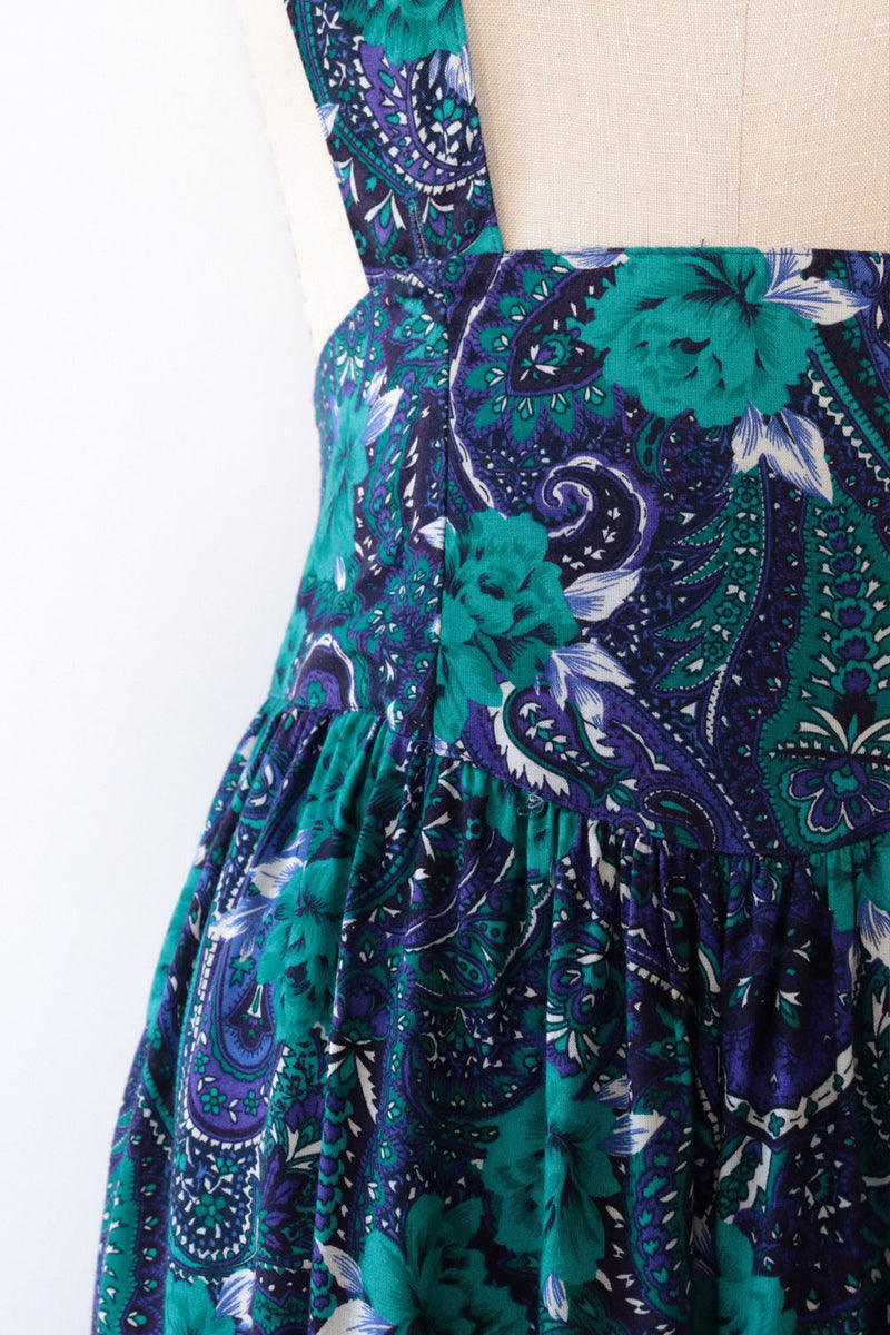 Teal Rose Suspender Skirt M