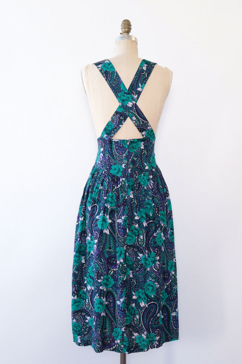 Teal Rose Suspender Skirt M