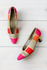Gold Colorblock Heels 8 1/2