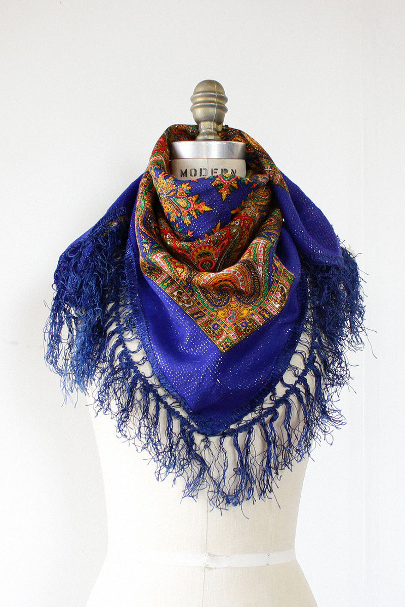 Metallic Cobalt Paisley Scarf