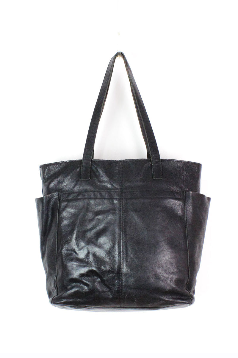 Minimalist Black Leather Tote