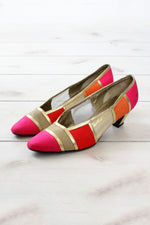 Gold Colorblock Heels 8 1/2