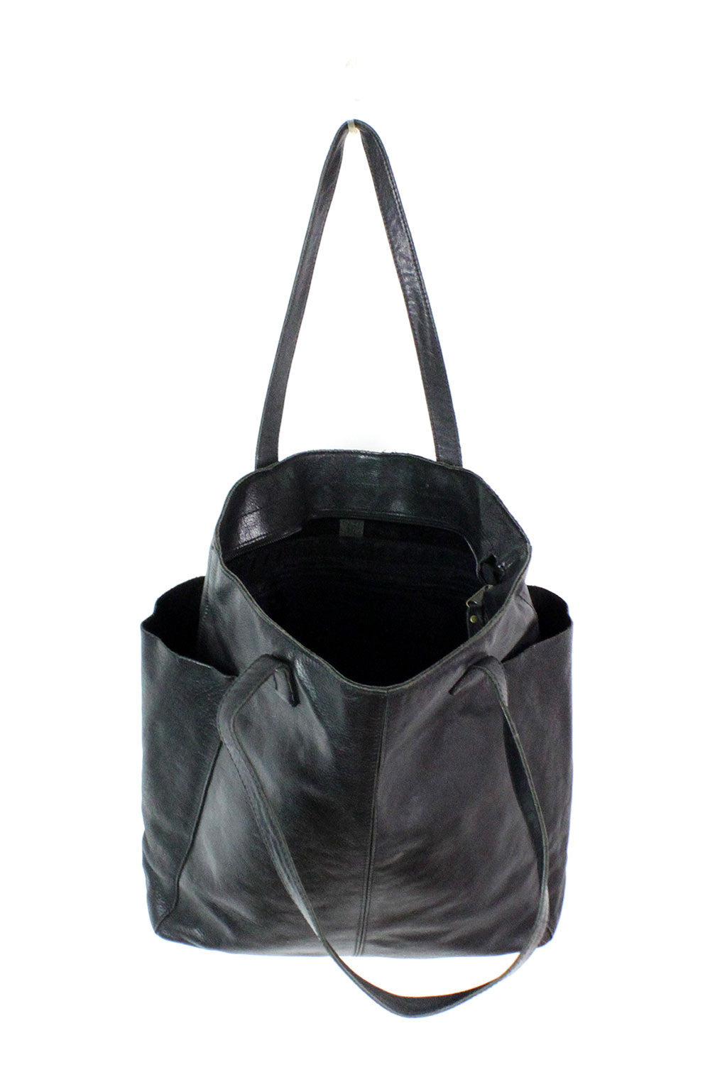 Minimalist Black Leather Tote