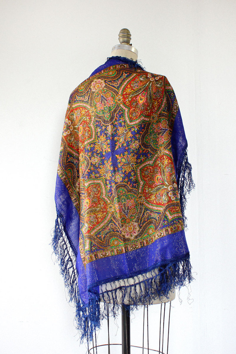 Metallic Cobalt Paisley Scarf