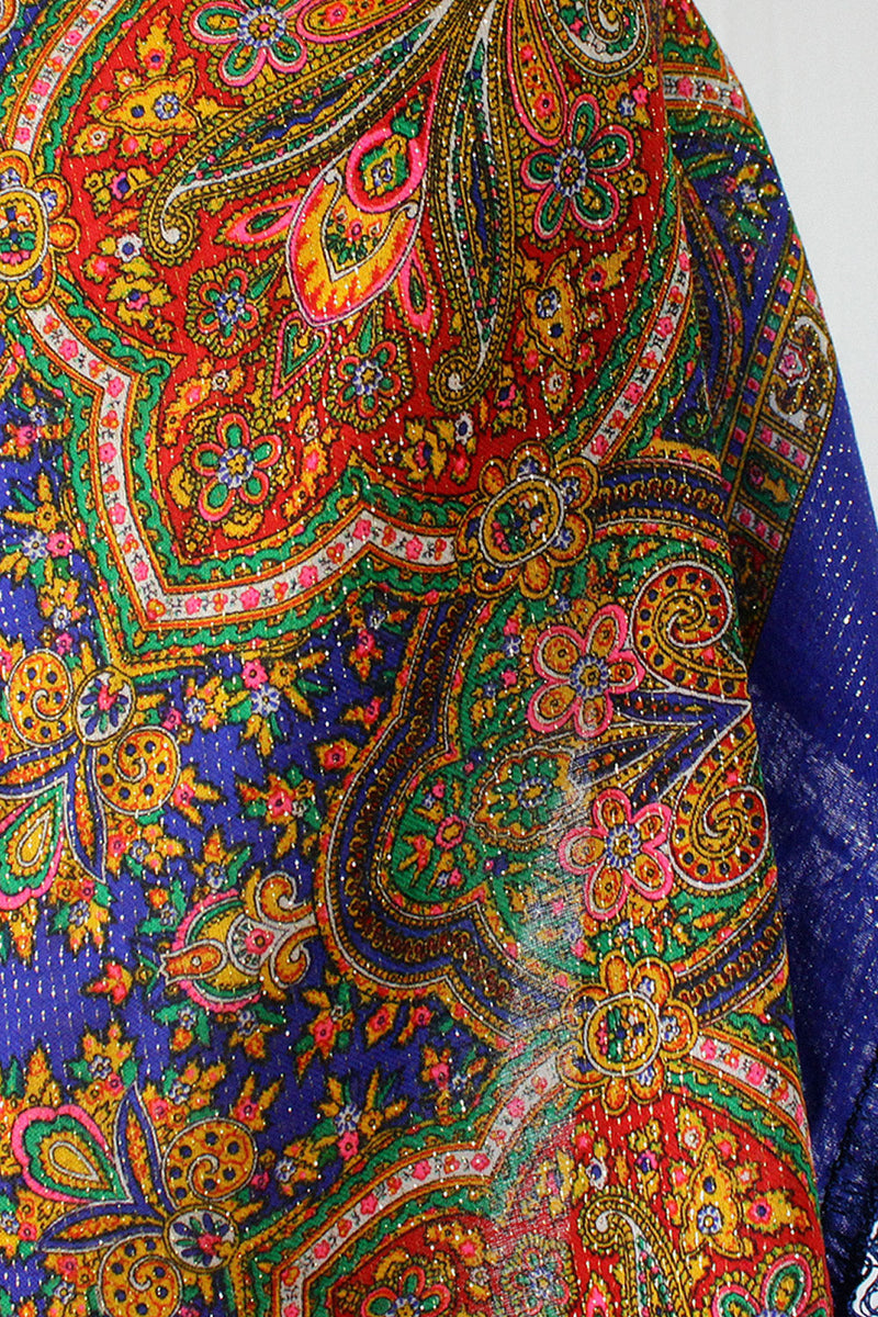 Metallic Cobalt Paisley Scarf
