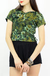 1960s Green Floral Shell Top XS