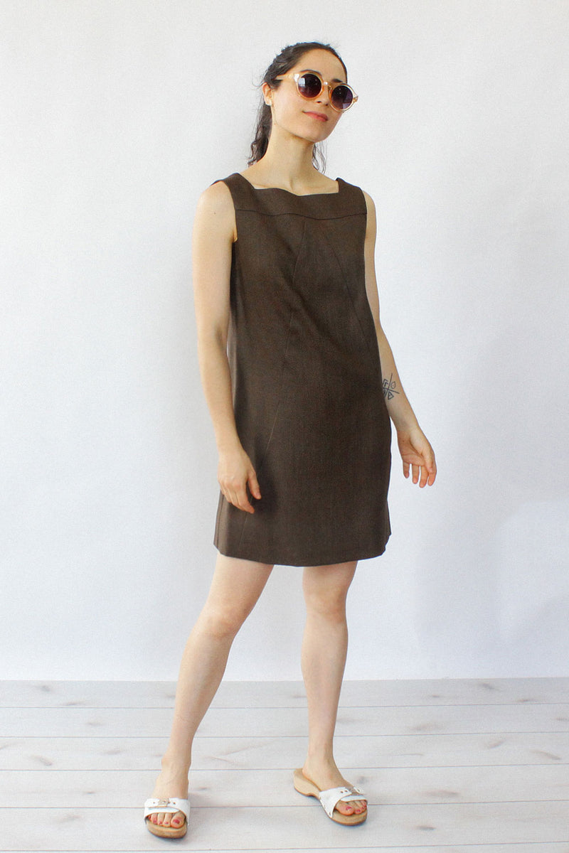 60s Olive Linen Shift XS/S