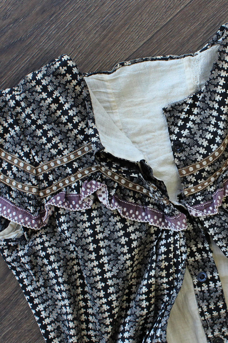 19th Century Calico Ruffle Dress XS/S