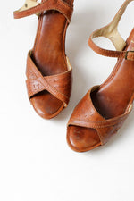 Kinney Maple Leather Wood Heels 8 1/2