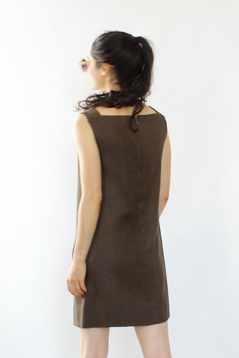 60s Olive Linen Shift XS/S