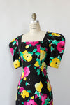 Painterly Floral Puff Sleeve Dress M