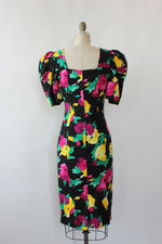 Painterly Floral Puff Sleeve Dress M