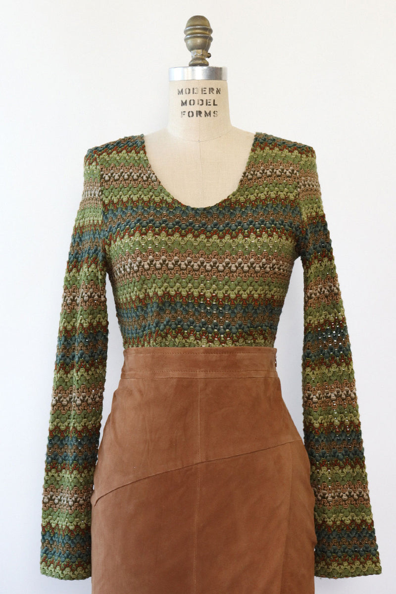 Feathered Pointelle Knit Top M/L
