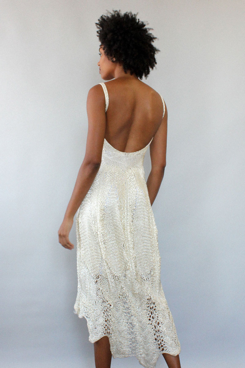 Ivory Crochet Scoop Back Dress XS/S