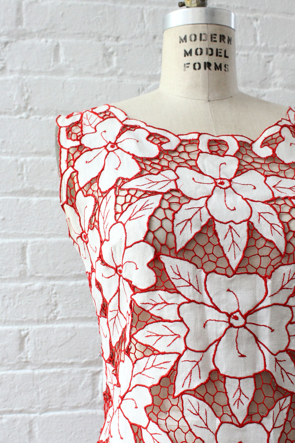 Embroidered Cutout Linen Dress S/M