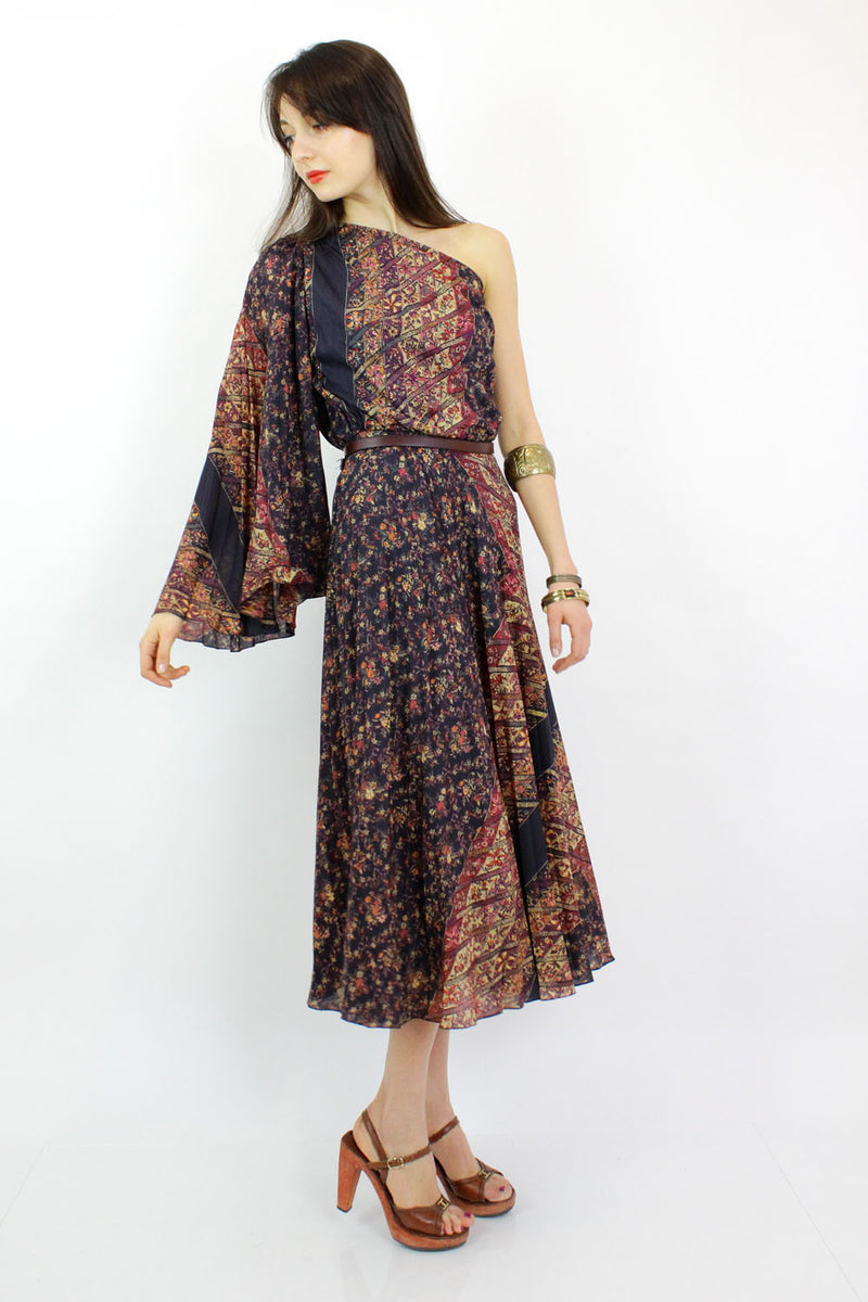 Bell Sleeve Floral Accordion Dress