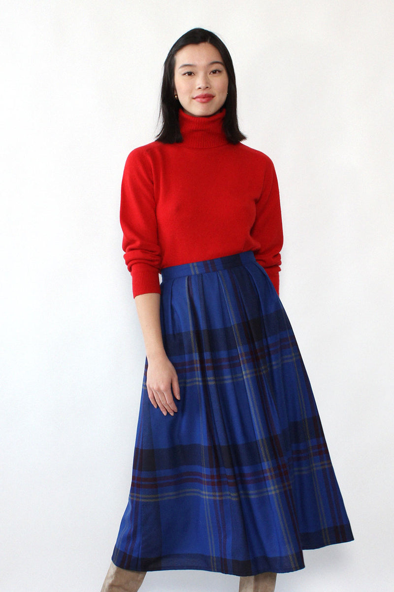 Blue Jay Plaid Midi Skirt M