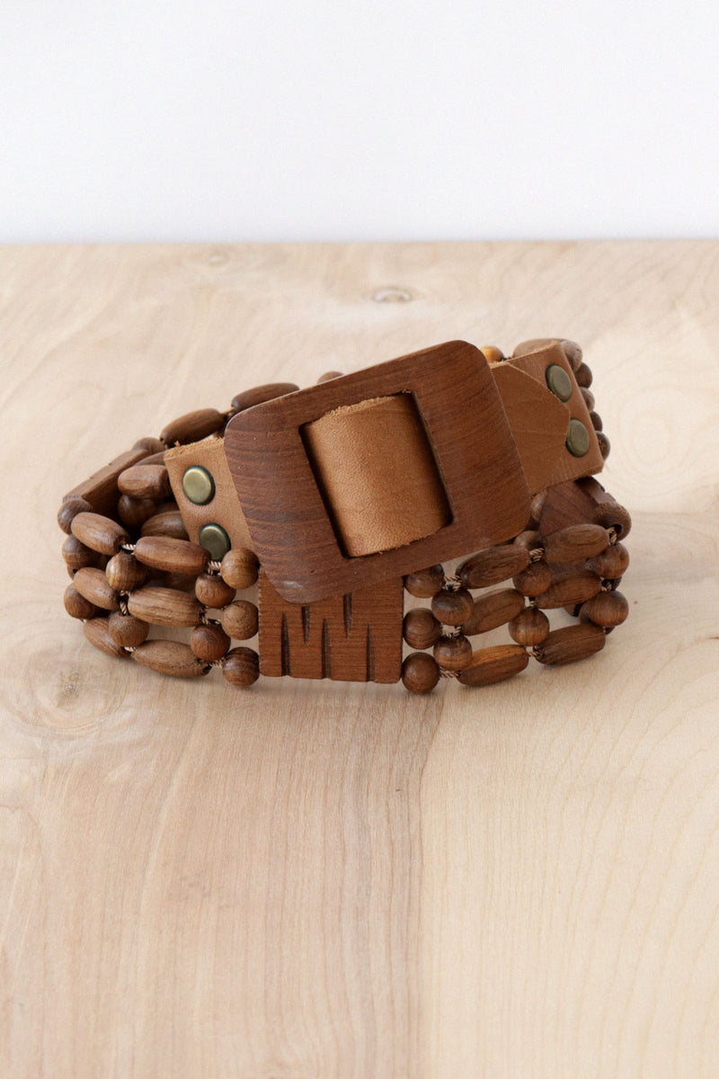 Wood Bead Belt S/M