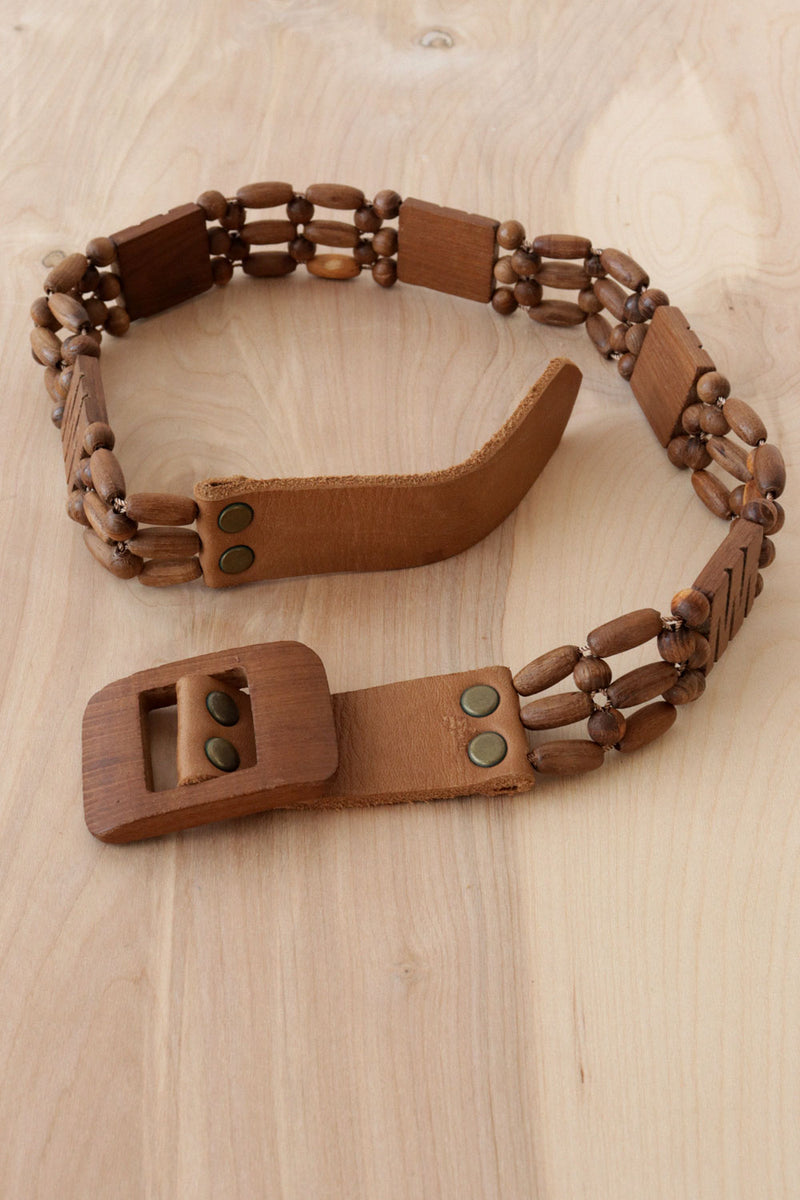 Wood Bead Belt S/M