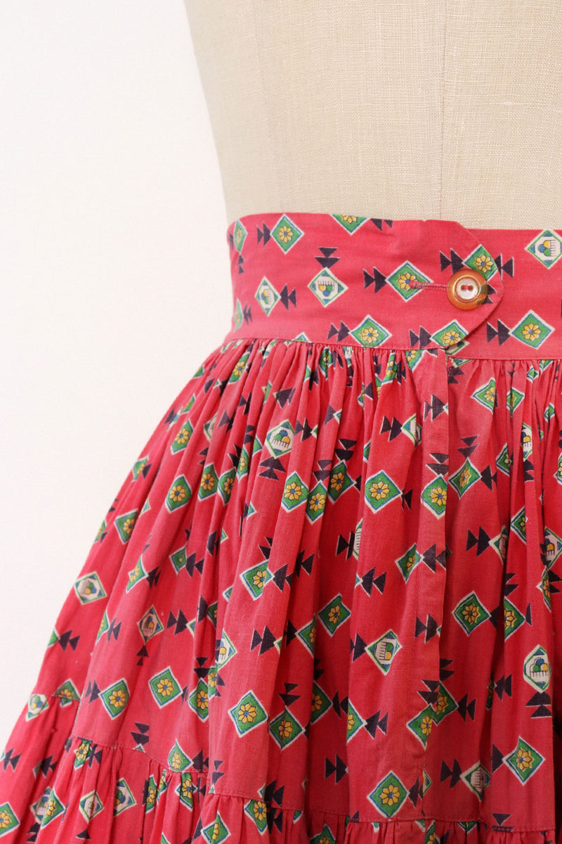 Raspberry Cotton Full Circle Skirt M