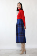 Blue Jay Plaid Midi Skirt M