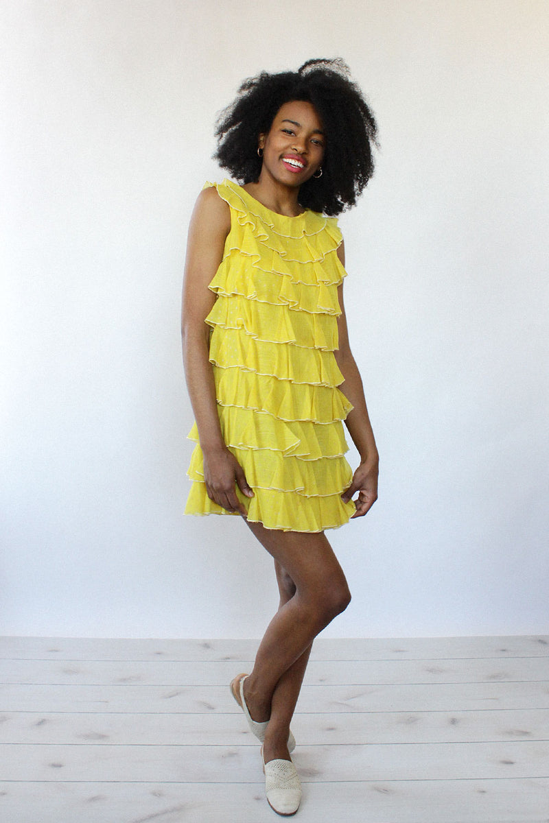 Lemon Ruffle Tiered Dress XS/S