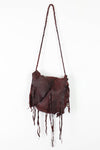 Braided Fringed & Beaded Leather Bag