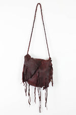 Braided Fringed & Beaded Leather Bag