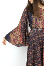 Bell Sleeve Floral Accordion Dress