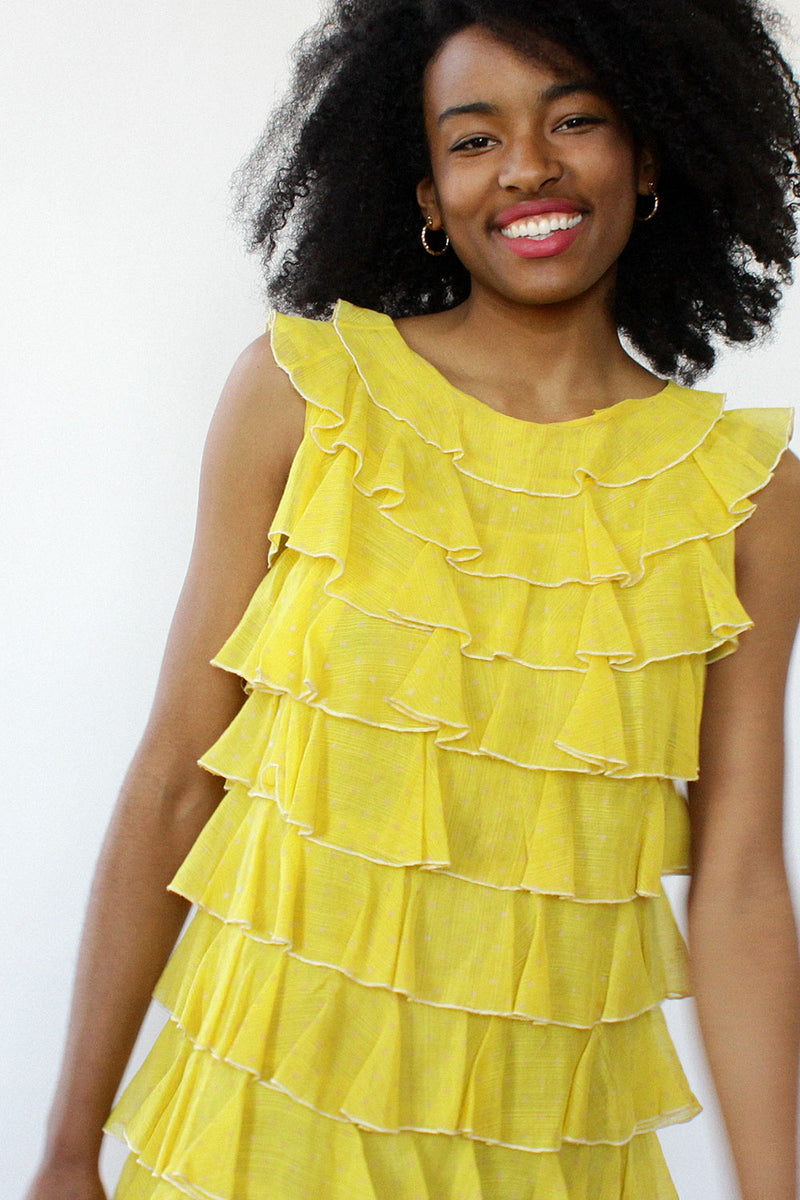 Lemon Ruffle Tiered Dress XS/S