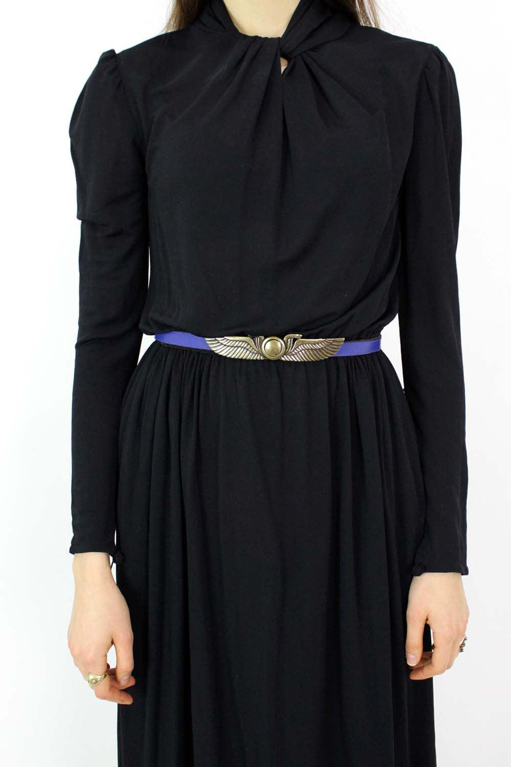 Christian Aujard Twisted Black Rayon Dress M