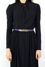 Christian Aujard Twisted Black Rayon Dress M