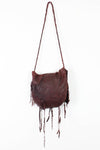 Braided Fringed & Beaded Leather Bag